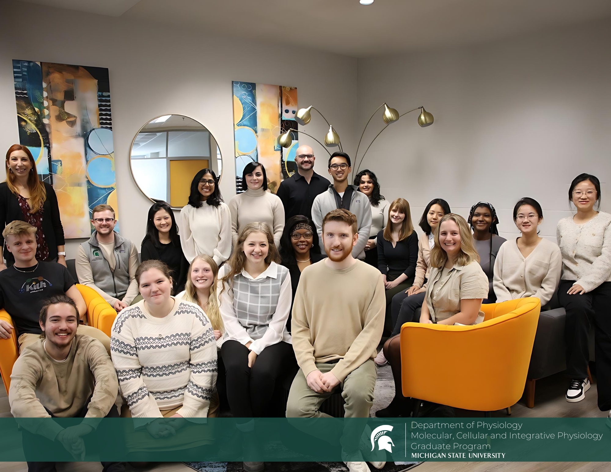 MCIP Grad Students with Department of Physiology Interim Chairperson Dr. Karl Olson (far left) and MCIP Program Director Dr. Gina Leinninger (far right).