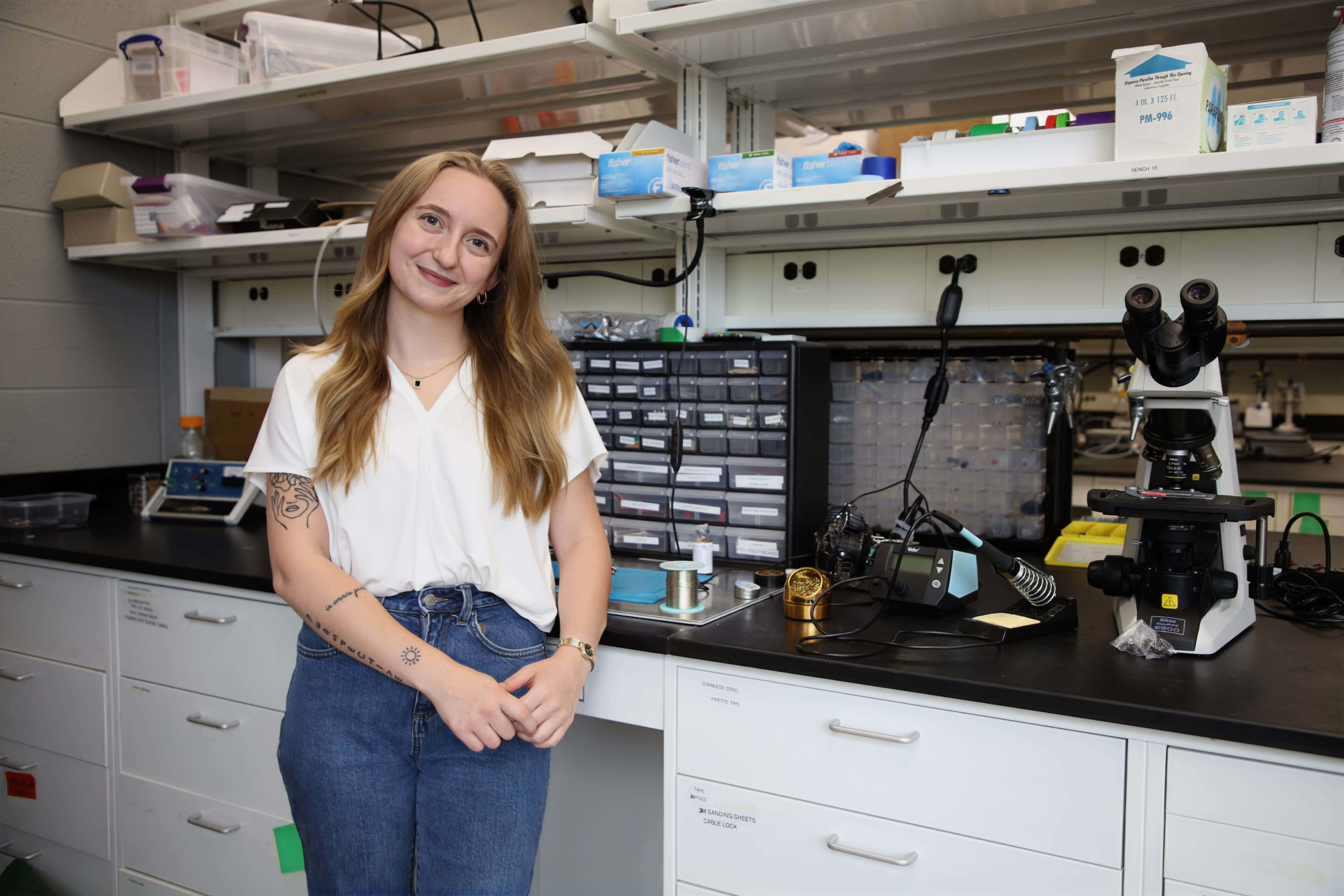 Claypool poses in her lab